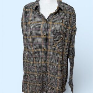 Free People Plaid Button-Up Shirt